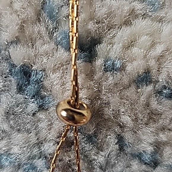 Necklace Fabric Flowers, gold chain, 16" - Picture 5 of 5